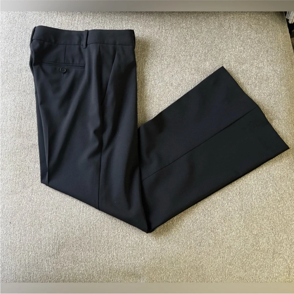 Theory Black Wool Flare Dress Pants Tailored Career Trousers Size 0 Made in USA - Picture 12 of 12